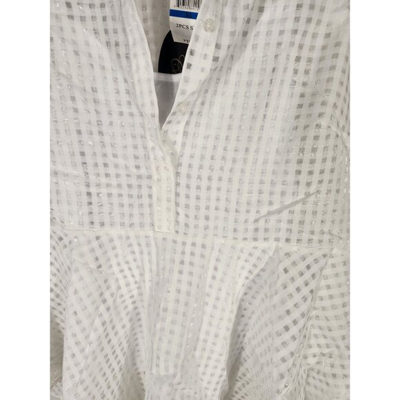 NWT Cupio Womens 2 Piece Top Peplum White Retro Y2K Fairycore XL - Picture 2 of 4